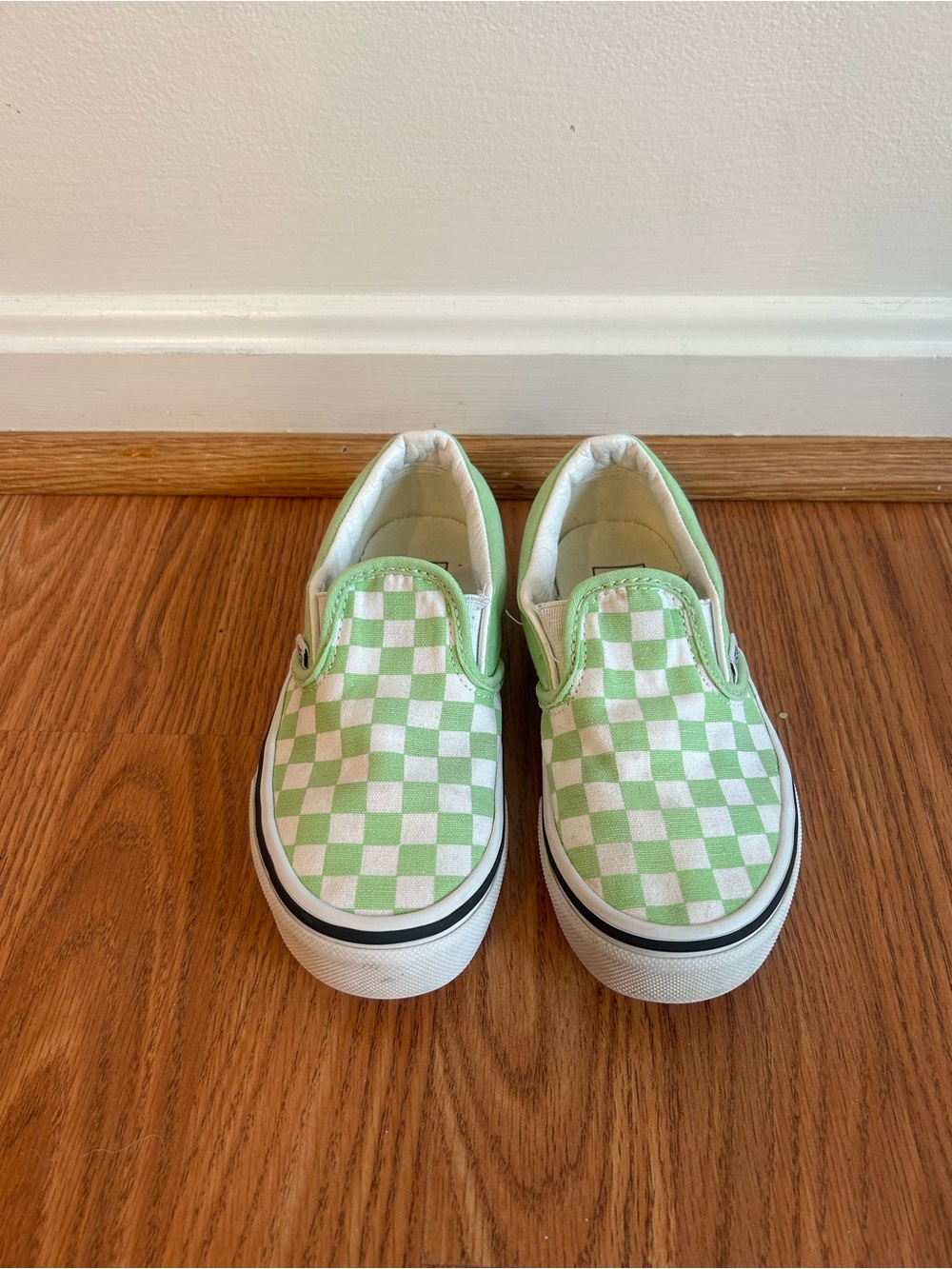 Vans Kids Slip-On Checkerboard Canvas Shoes in Light Green